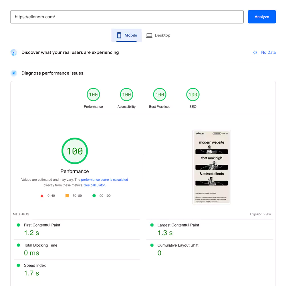 ellenom google pagespeed insights mobile